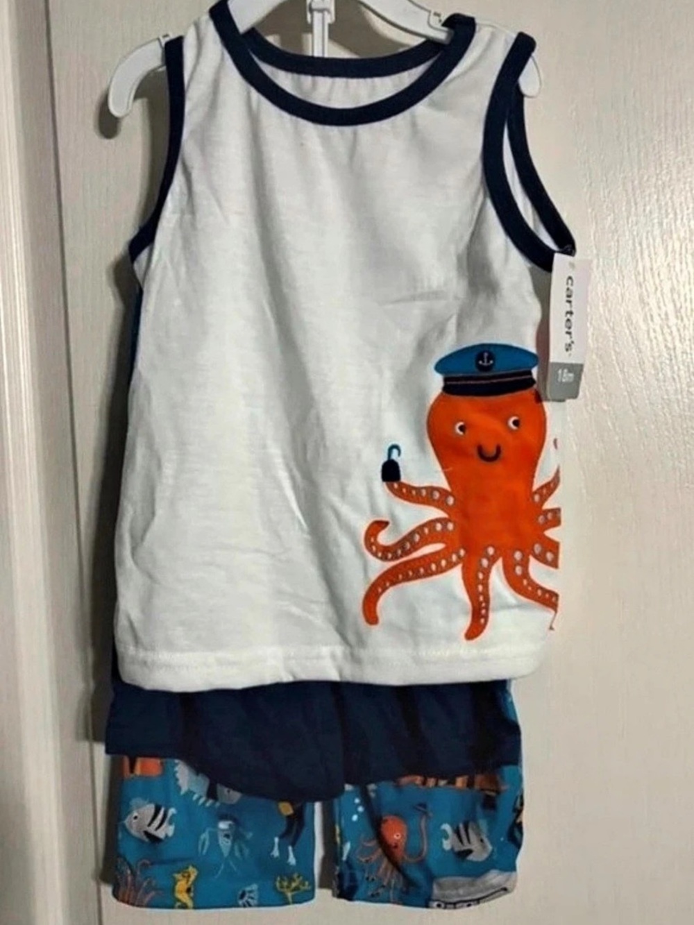 Carter's Baby 18M Octopus 3-Piece Set Blue & White NWT